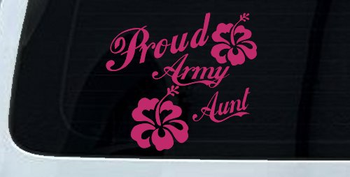 Proud Army Aunt Hibiscus Flowers Military Car or Truck Window Decal Sticker