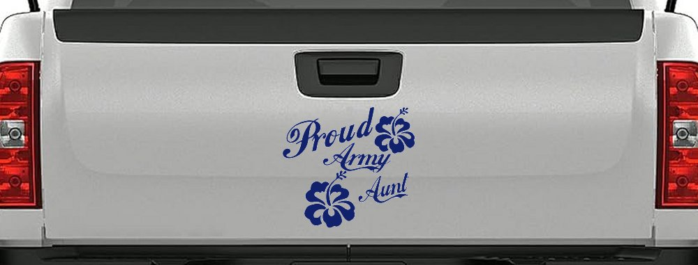 Proud Army Aunt Hibiscus Flowers Military Car or Truck Window Decal Sticker