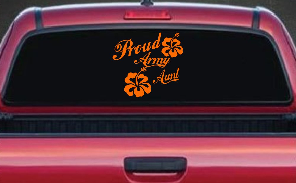 Proud Army Aunt Hibiscus Flowers Military Car or Truck Window Decal Sticker
