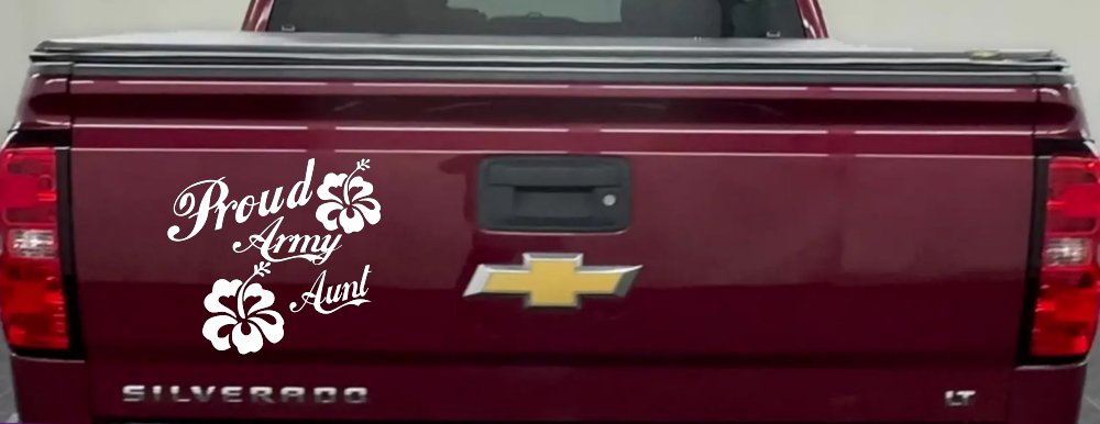 Proud Army Aunt Hibiscus Flowers Military Car or Truck Window Decal Sticker