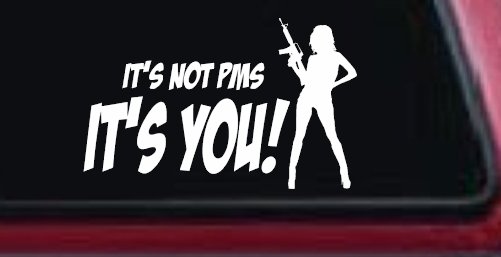 It's Not PMS It's You Funny Car or Truck Window Vinyl Decal Sticker (White)
