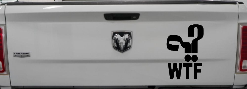 Funny WTF Funny Car or Truck Window Vinyl Decal Sticker (Black)