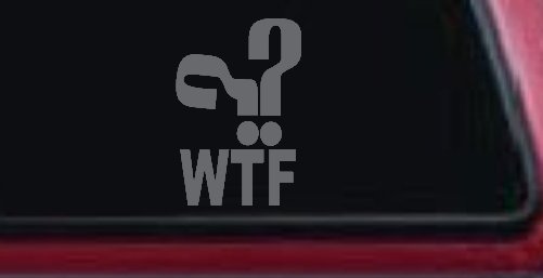 Funny WTF Funny Car or Truck Window Decal Sticker (Silver)