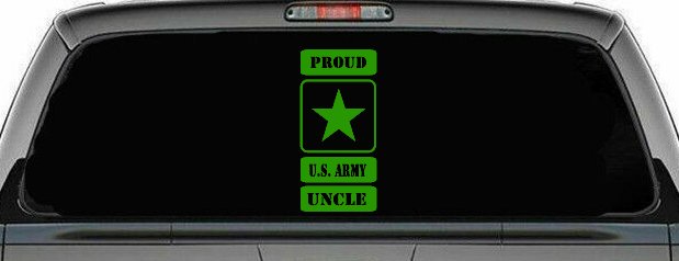 Proud Army Logo Uncle Military Car or Truck Window Decal Sticker (Lime)