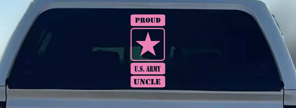 Proud Army Logo Uncle Military Car or Truck Window Vinyl Decal Sticker (Pink)