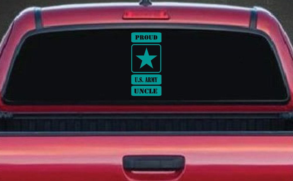 Proud Army Logo Uncle Military Car or Truck Window Vinyl Decal Sticker (Turquoise)