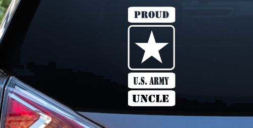 Proud Army Logo Uncle Military Car or Truck Window Vinyl Decal Sticker (White)