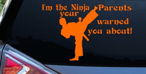 Im The Ninja Your Parents Warned You About Funny Car or Truck Window Vinyl Decal Sticker (Orange)