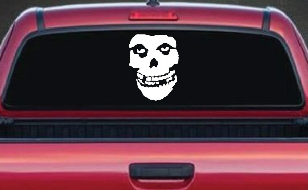 Crimson Ghost Skull Car or Truck Window Vinyl Decal Sticker (White)