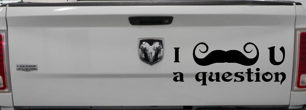 I Mustache U A Question Funny Car or Truck Window Decal Sticker (Black)