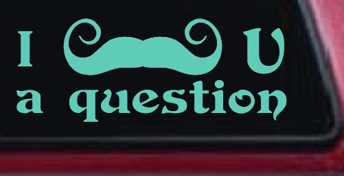 I Mustache U A Question Funny Car or Truck Window Vinyl Decal Sticker (Mint)