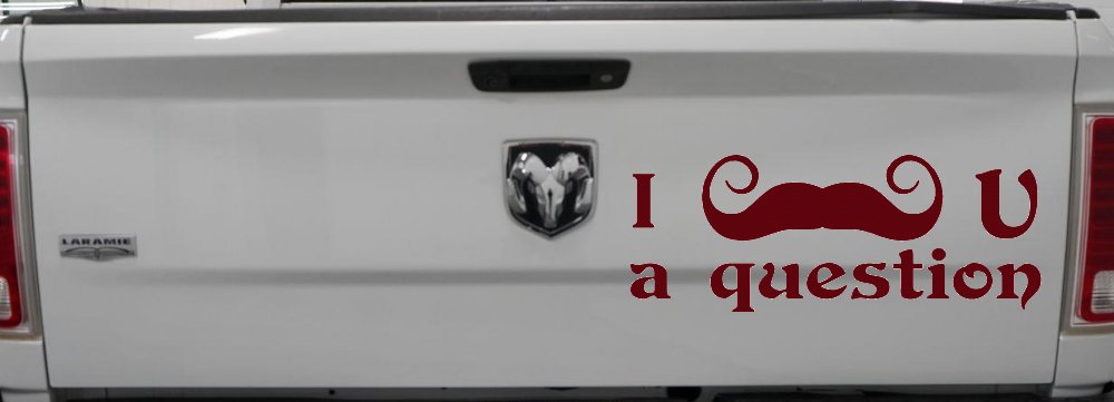 I Mustache U A Question Funny Car or Truck Window Decal Sticker (Purple Red)