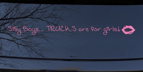 Trucks Are For Girls Car or Truck Window Decal Sticker (Pink)