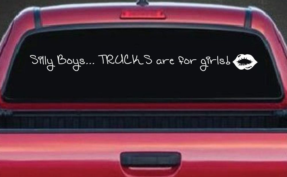 Trucks Are For Girls Car or Truck Window Decal Sticker (White)