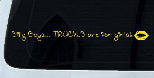 Trucks Are For Girls Car or Truck Window Decal Sticker (Yellow)