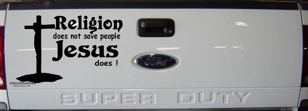 Religion Does Not Save People Jesus Does Christian Car or Truck Window Decal Sticker (Black)