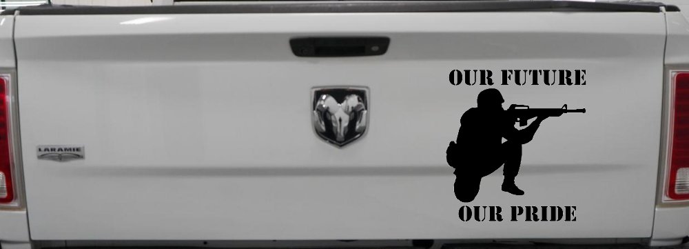 Our Future Our Pride Military Car or Truck Window Vinyl Decal Sticker (Black)
