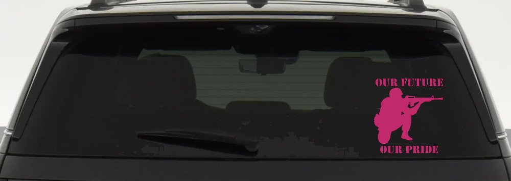 Our Future Our Pride Military Car or Truck Window Decal Sticker (Hot Pink)