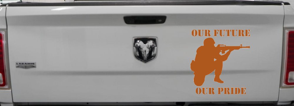Our Future Our Pride Military Car or Truck Window Decal Sticker (Nut Brown)
