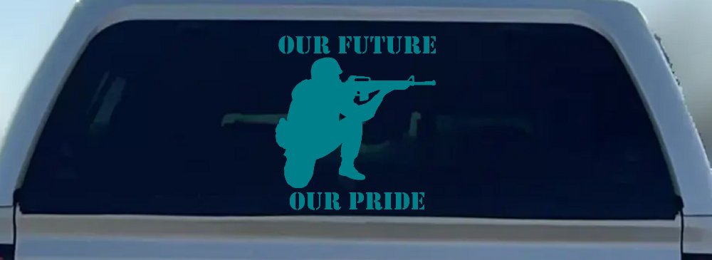 Our Future Our Pride Military Car or Truck Window Decal Sticker (Turquoise Blue)