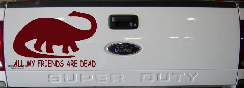 Dinosaur All My Friends Are Dead Funny Car or Truck Window Decal Sticker (Purple Red)