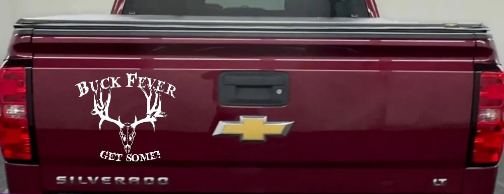 Buck Fever Get Some Hunting Car or Truck Window Decal Sticker (White)