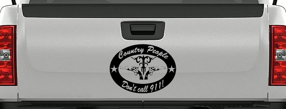 Country People Dont Call 911 Car or Truck Window Vinyl Decal Sticker (Black)