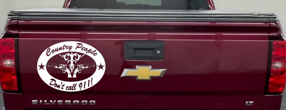 Country People Dont Call 911 Car or Truck Window Decal Sticker (White)
