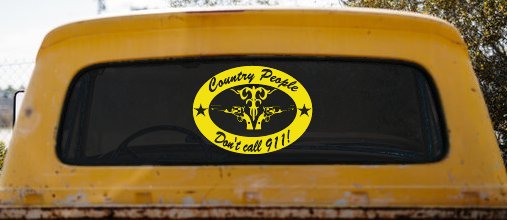 Country People Dont Call 911 Car or Truck Window Decal Sticker (Yellow)