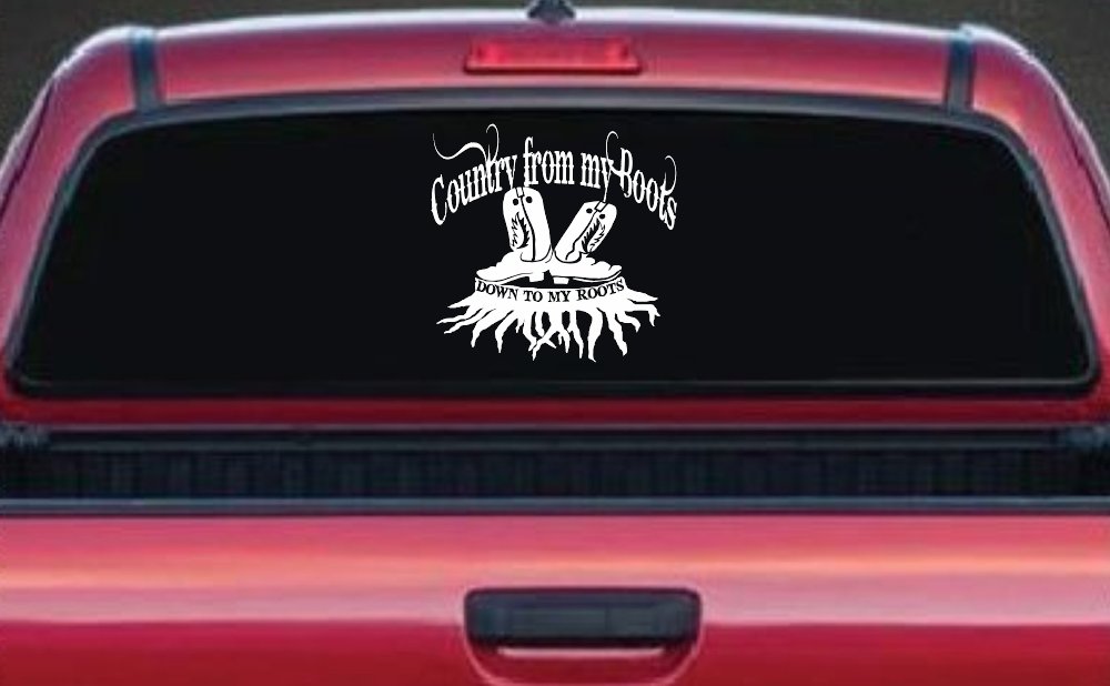 Country From My Boots To My Roots Car or Truck Window Vinyl Decal Sticker (White)