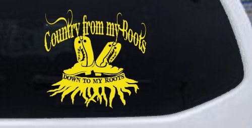Country From My Boots To My Roots Car or Truck Window Decal Sticker (Yellow)