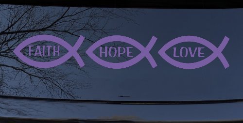Christian Fish Faith Hope Love Car or Truck Window Vinyl Decal Sticker (Purple)