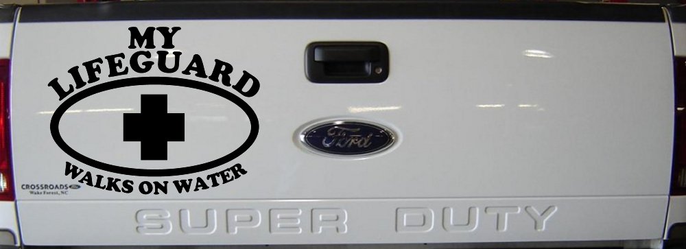 My Lifeguard Walks On Water Christian Car or Truck Window Decal Sticker (Black)
