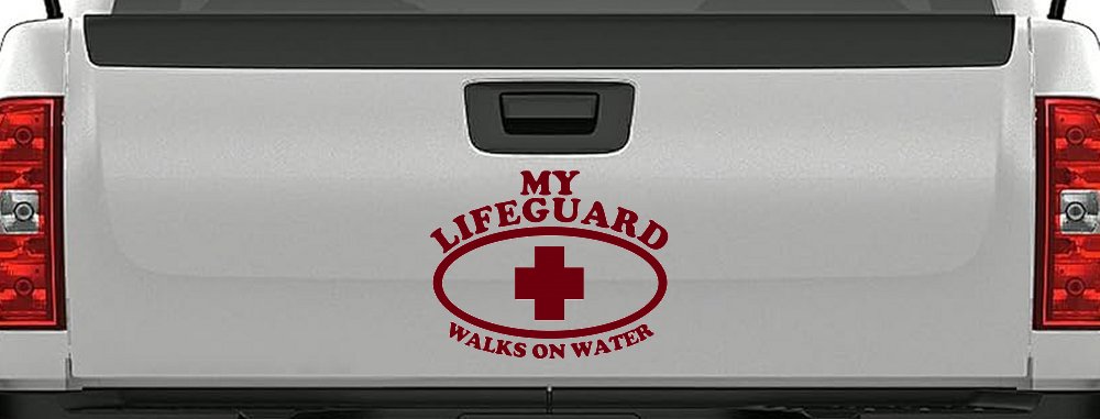 My Lifeguard Walks On Water Christian Car or Truck Window Decal Sticker (Burgundy)