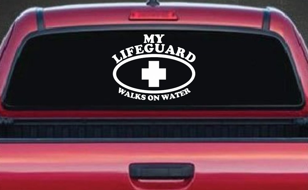 My Lifeguard Walks On Water Christian Car or Truck Window Decal Sticker