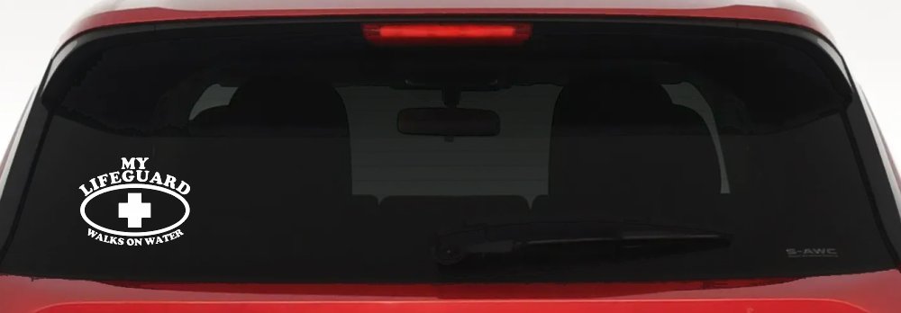 My Lifeguard Walks On Water Christian Car or Truck Window Vinyl Decal Sticker (White)