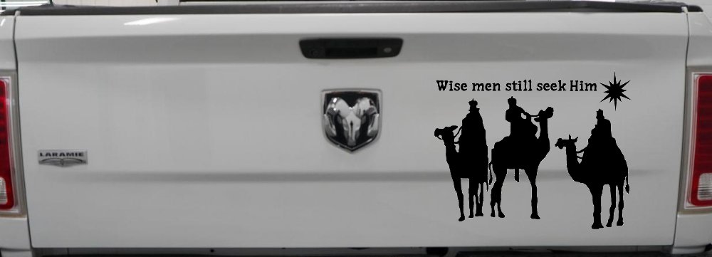 Jesus Wise Men Still Seek Him Christian Car or Truck Window Decal Sticker (Black)