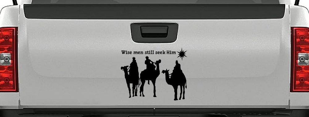 Jesus Wise Men Still Seek Him Christian Car or Truck Window Decal Sticker (Black)