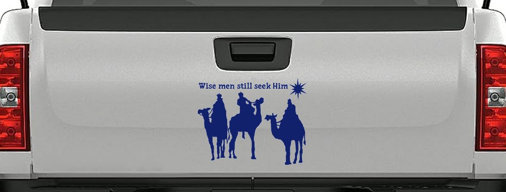 Jesus Wise Men Still Seek Him Christian Car or Truck Window Decal Sticker (Navy)