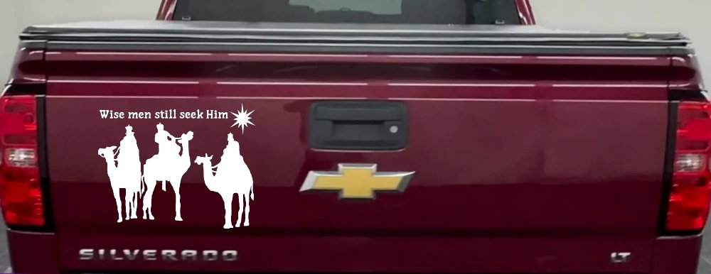 Jesus Wise Men Still Seek Him Christian Car or Truck Window Decal Sticker (White)