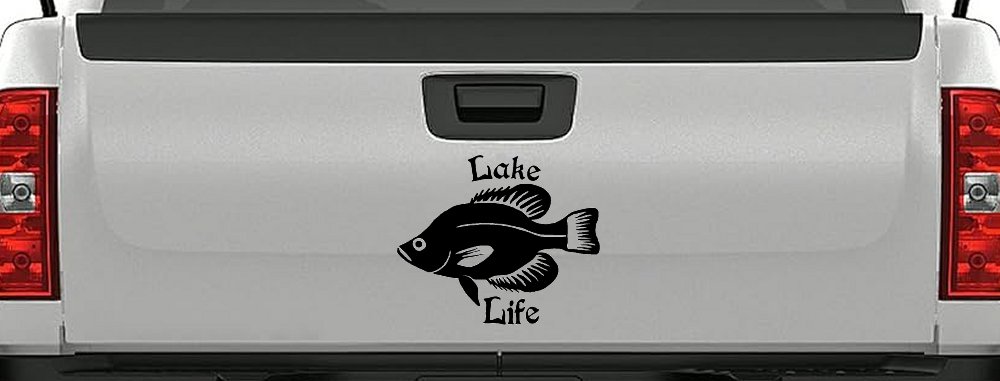 Lake Life Crappie Fishing Car or Truck Window Decal Sticker (Black)