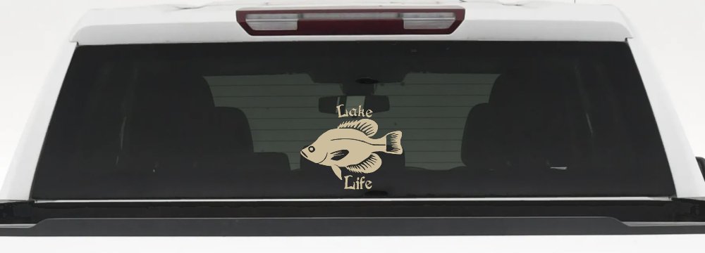 Lake Life Crappie Fishing Car or Truck Window Decal Sticker (Desert Sand)