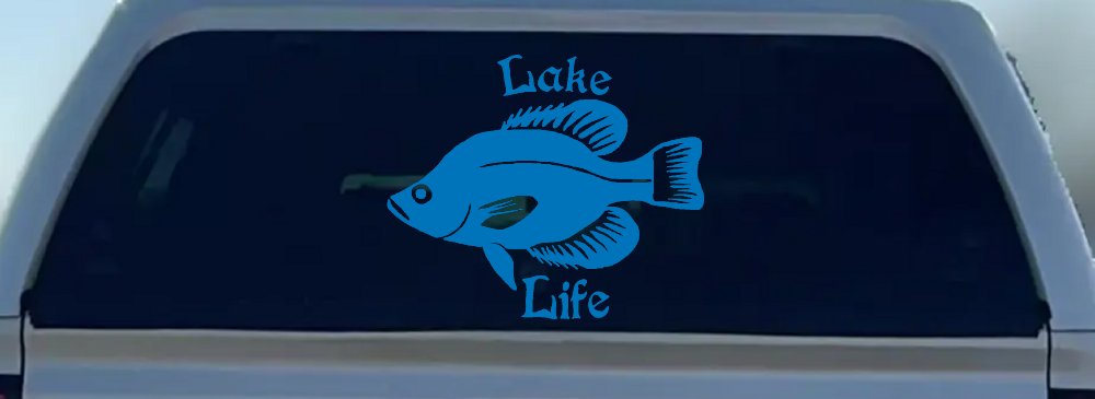 Lake Life Crappie Fishing Car or Truck Window Decal Sticker (Sky Blue)