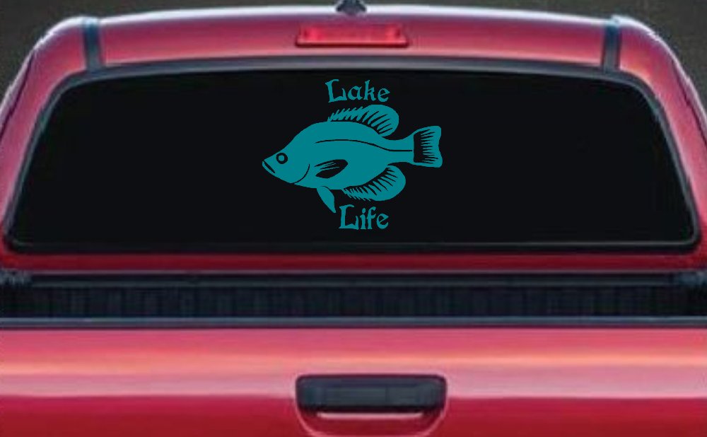 Lake Life Crappie Fishing Car or Truck Window Decal Sticker (Turquoise Blue)