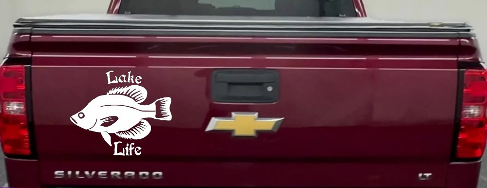 Lake Life Crappie Fishing Car or Truck Window Decal Sticker (White)