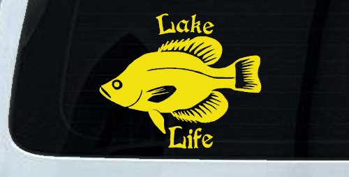 Lake Life Crappie Fishing Car or Truck Window Decal Sticker (Yellow)