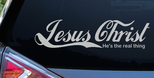 Jesus Christ He Is The Real Thing Christian Car or Truck Window Decal Sticker (Light Gray)