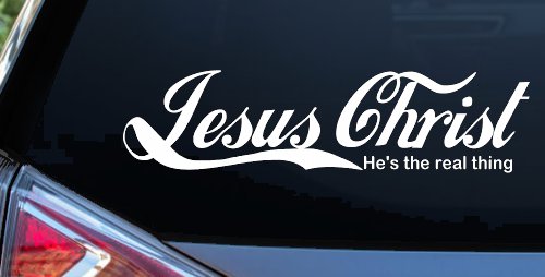 Jesus Christ He Is The Real Thing Christian Car or Truck Window Vinyl Decal Sticker (White)