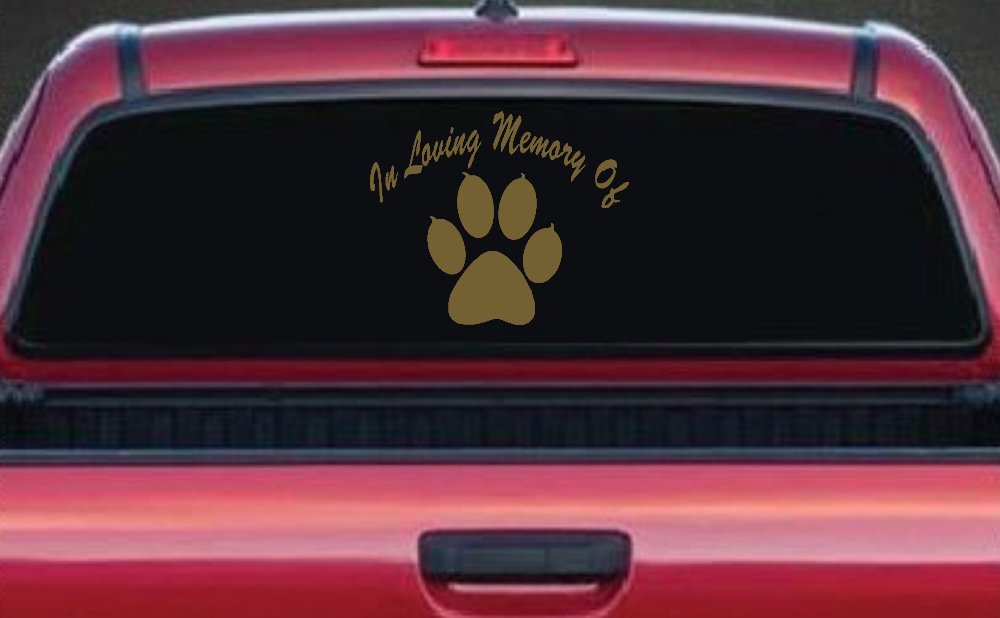 In Loving Memory Of Dog Paw Car or Truck Window Decal Sticker (Gold)
