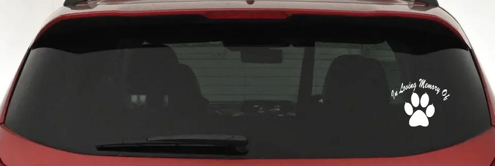 In Loving Memory Of Dog Paw Car or Truck Window Vinyl Decal Sticker (White)